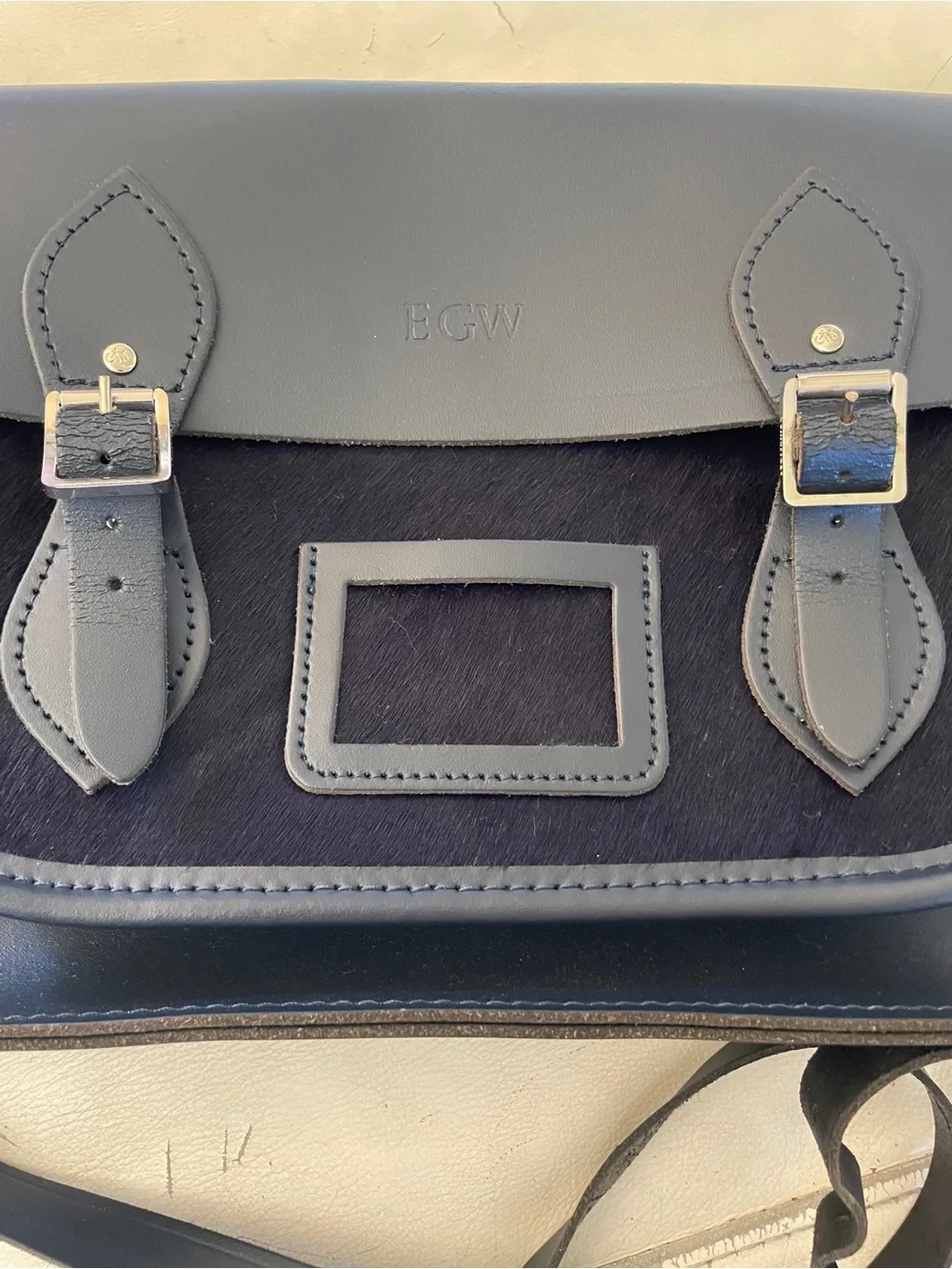 🇬🇧 The Cambridge Satchel Company-Black Leather and Calf Skin Messenger Bag